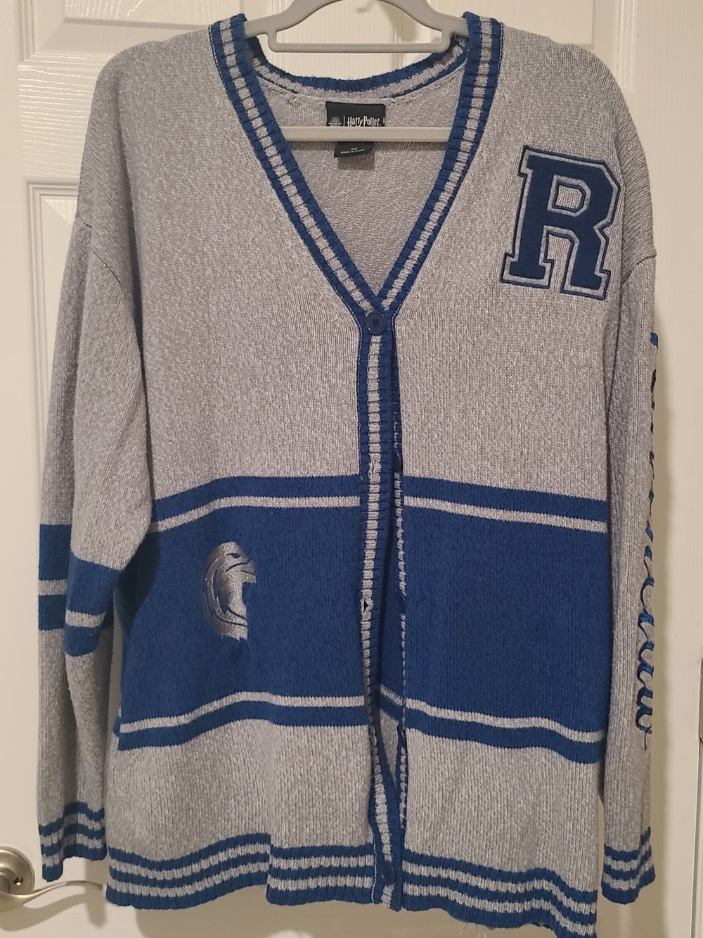 Hot Topic - Harry Potter Ravenclaw V-Neck Embroidered Varsity Cardigan, 2X